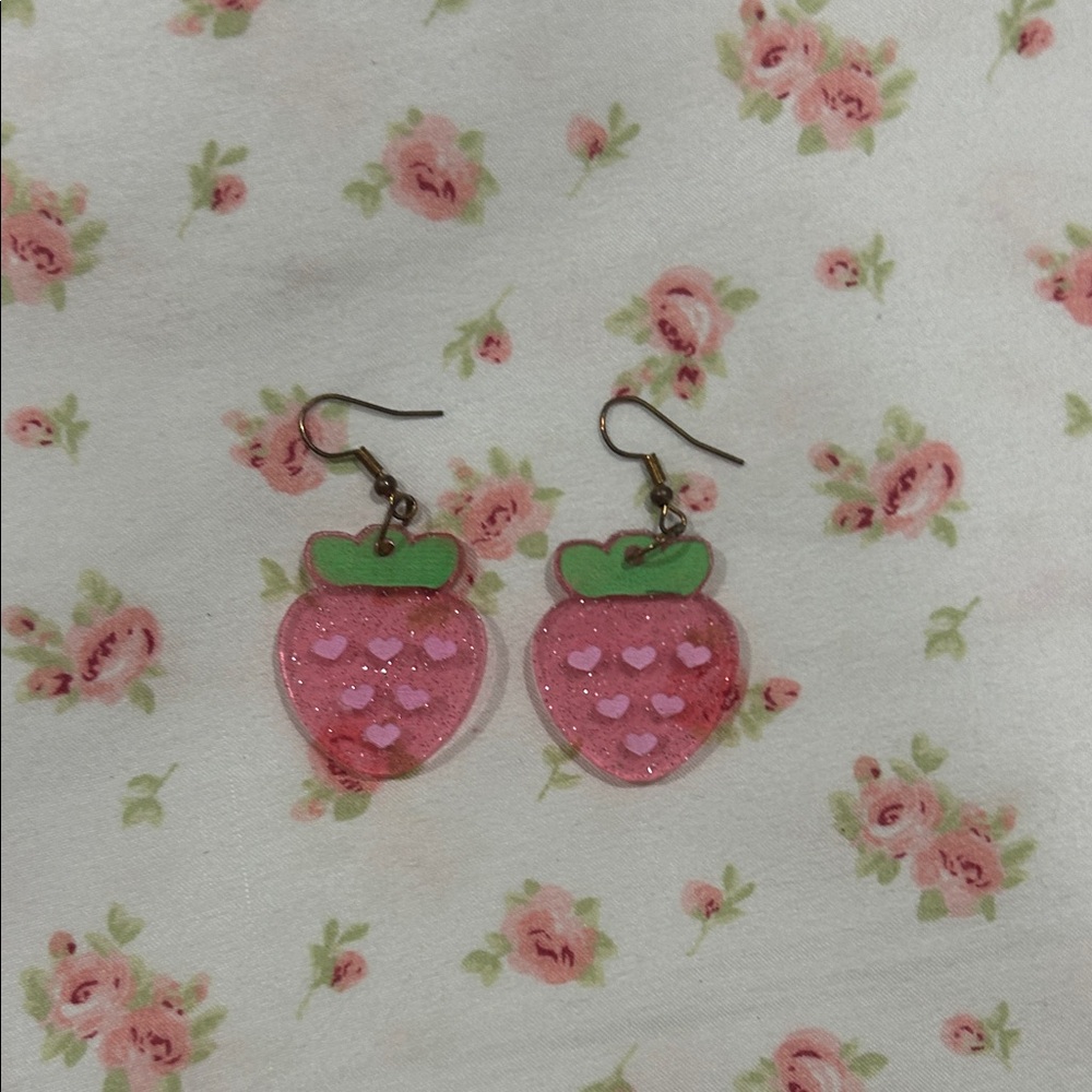 Pink Strawberry Earrings